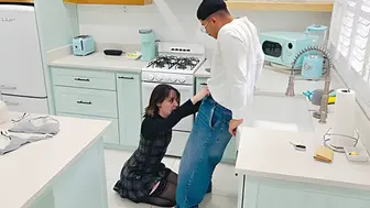 Innocent Goth Girl Fucked In Kitchen I Cum In Her Mouth