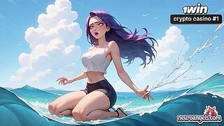 Red-hot ocean wave romp on the beach with purple haired passion! Amazing xxx, muddy hardcore, and naked