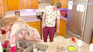 Big Natural Tits Stepmother Fucked While Doing The Dishes