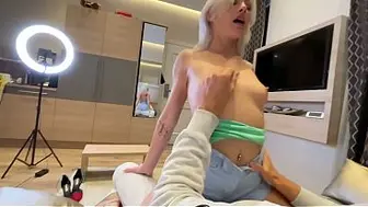 Petite Teen Blonde Casting Double BJ - POV BLOWJOB