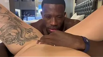 The naughty redhead gave her pussy to the black guy with the big dick.