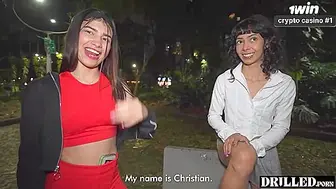 Public threeway with subordinated Latina in park - red-hot rectal creampie!