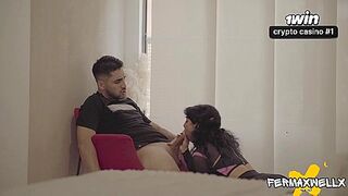 Step sis with petite donk catches me jacking, deepthroats my manhood - sensational HD porn!